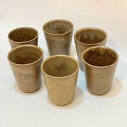 Set of 6 Digouin tumblers in beige brown stoneware