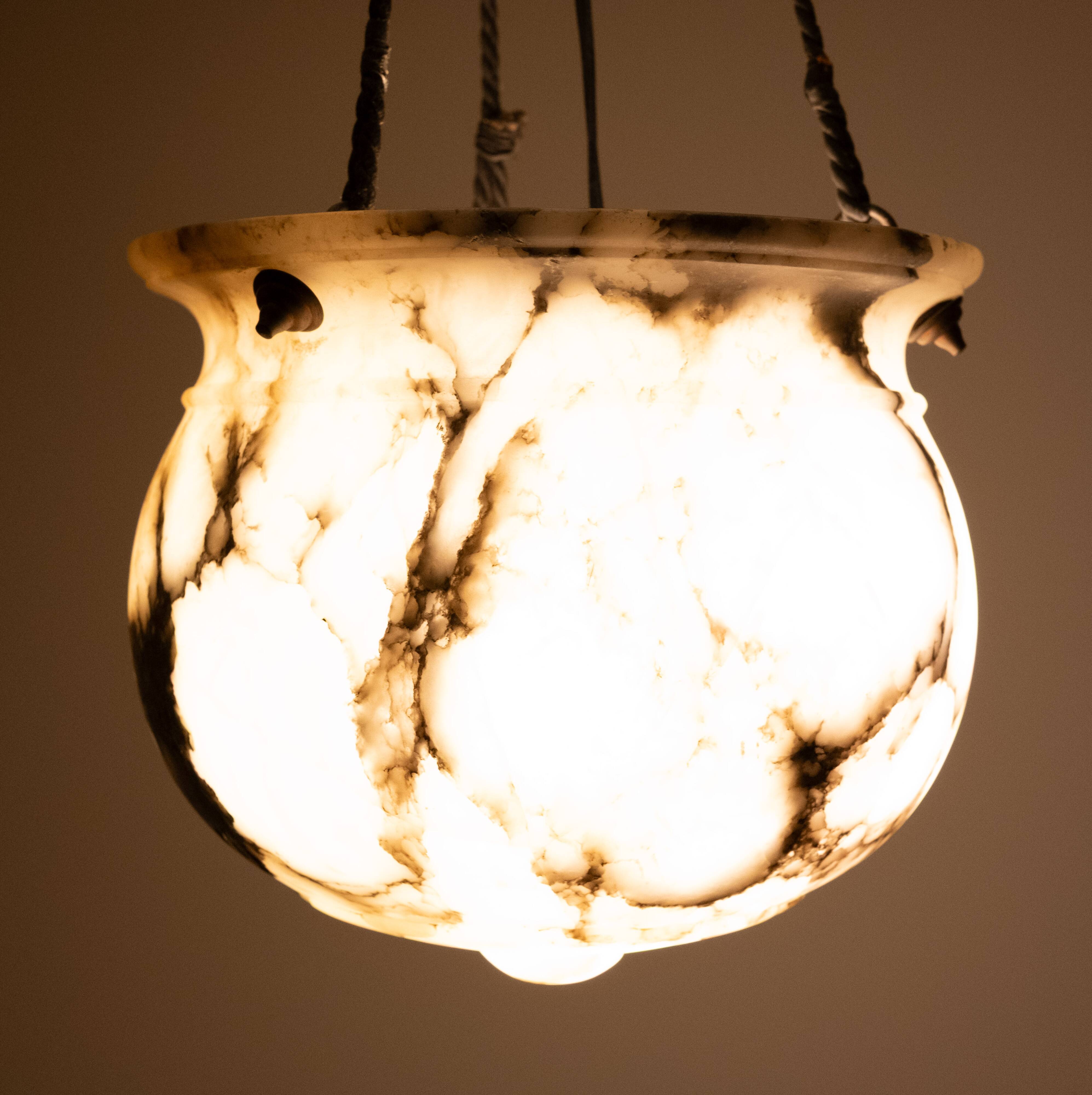 Stunning French Alabaster pendant lamp 1920s
