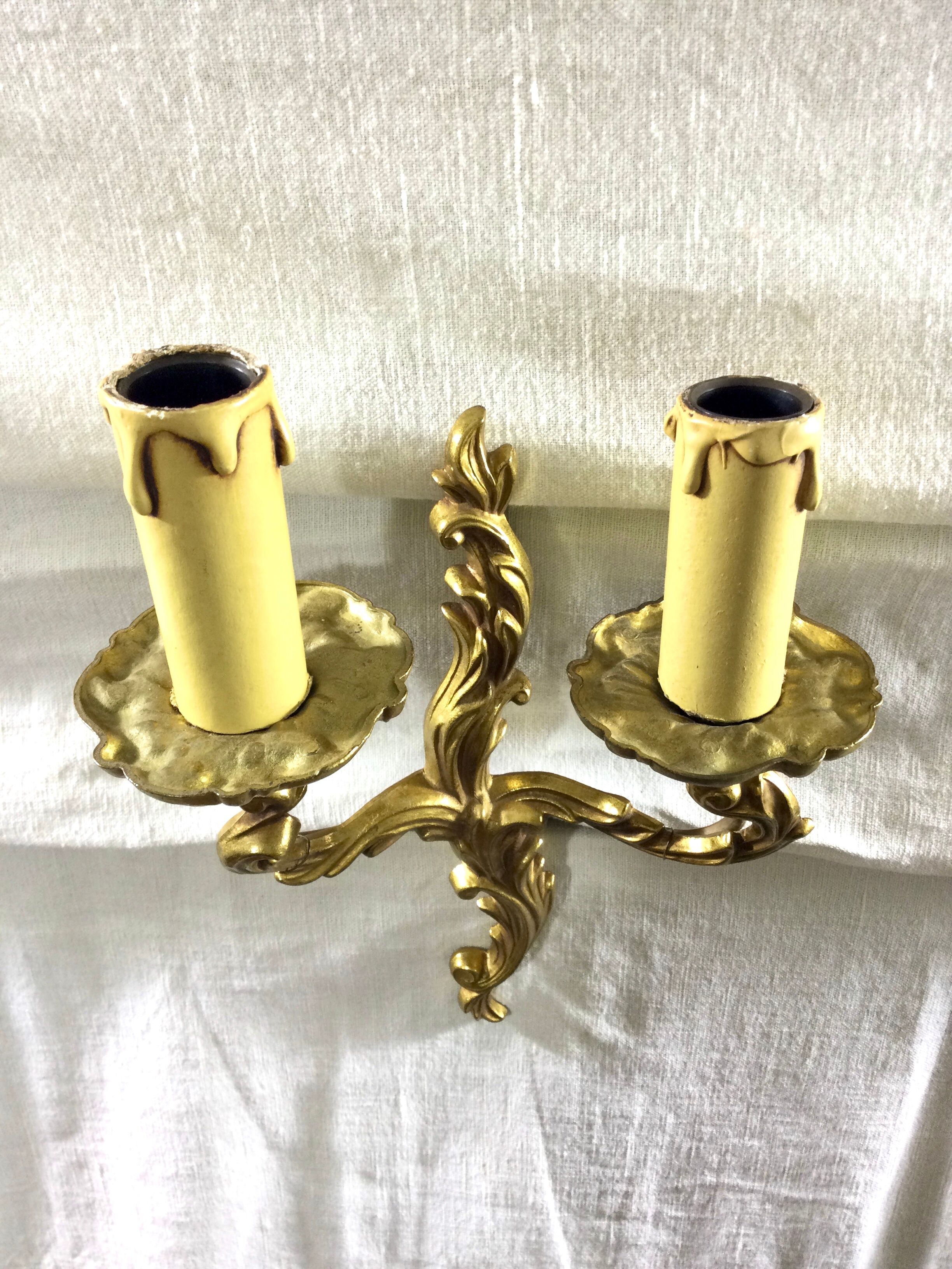 Louis XV style bronze wall lamp with 2 lights