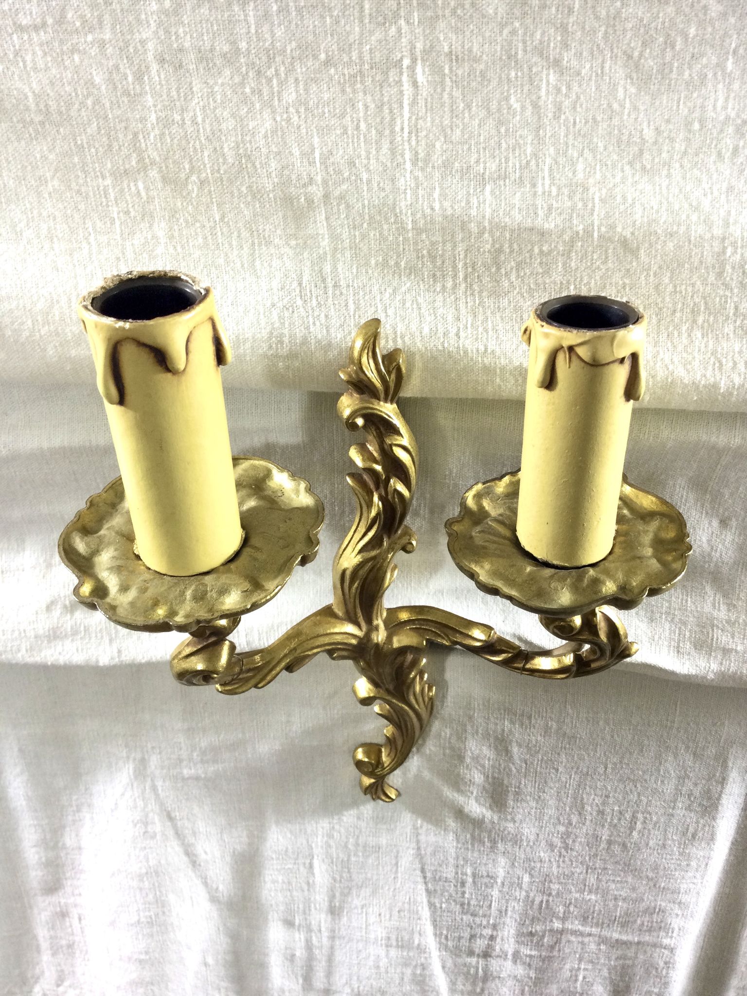 Louis XV style bronze wall lamp with 2 lights