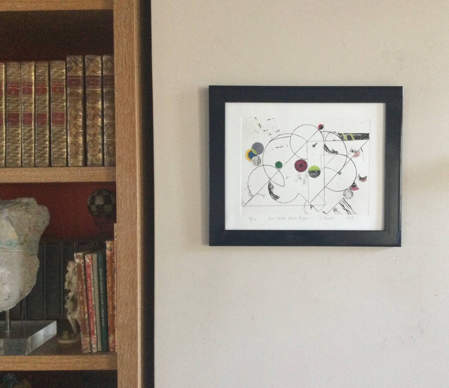 Enhanced etching. The round in the water. Claude BURET (1926-2010)