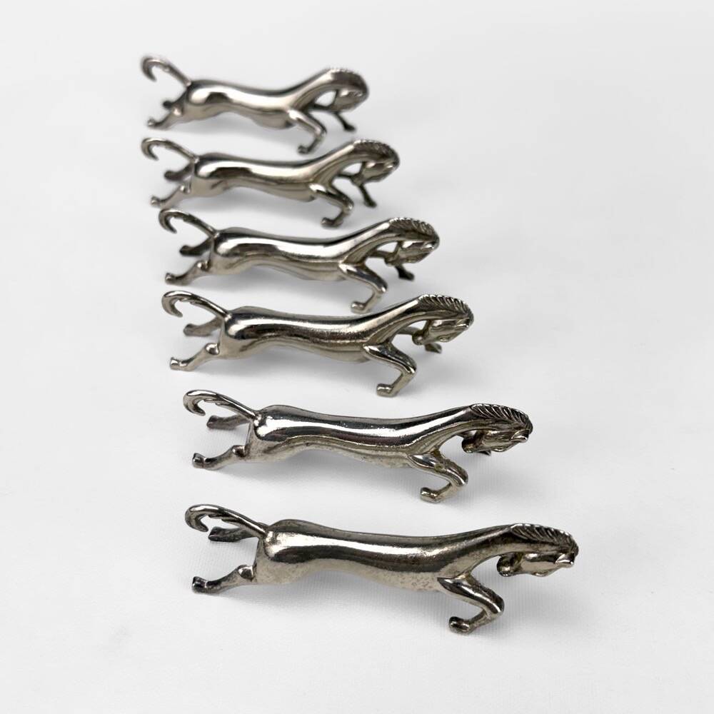 Vintage silver metal horse knife holder