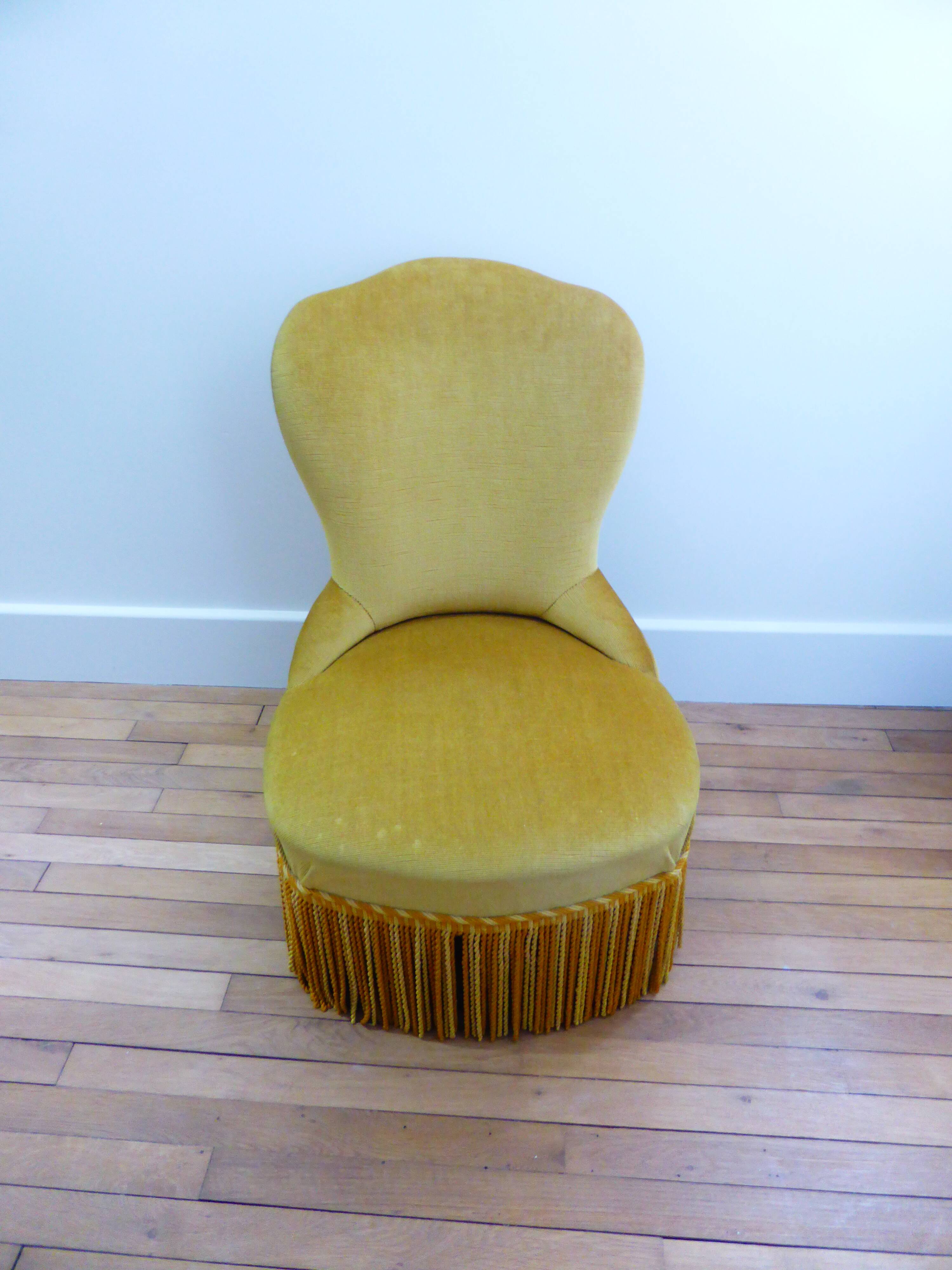 Mustard velvet toad armchair