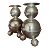 Set of 2 chrome Swedish chandeliers, 1960s style.