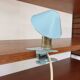 Blue aluminum mushroom clip lamp from the 50s and 60s
