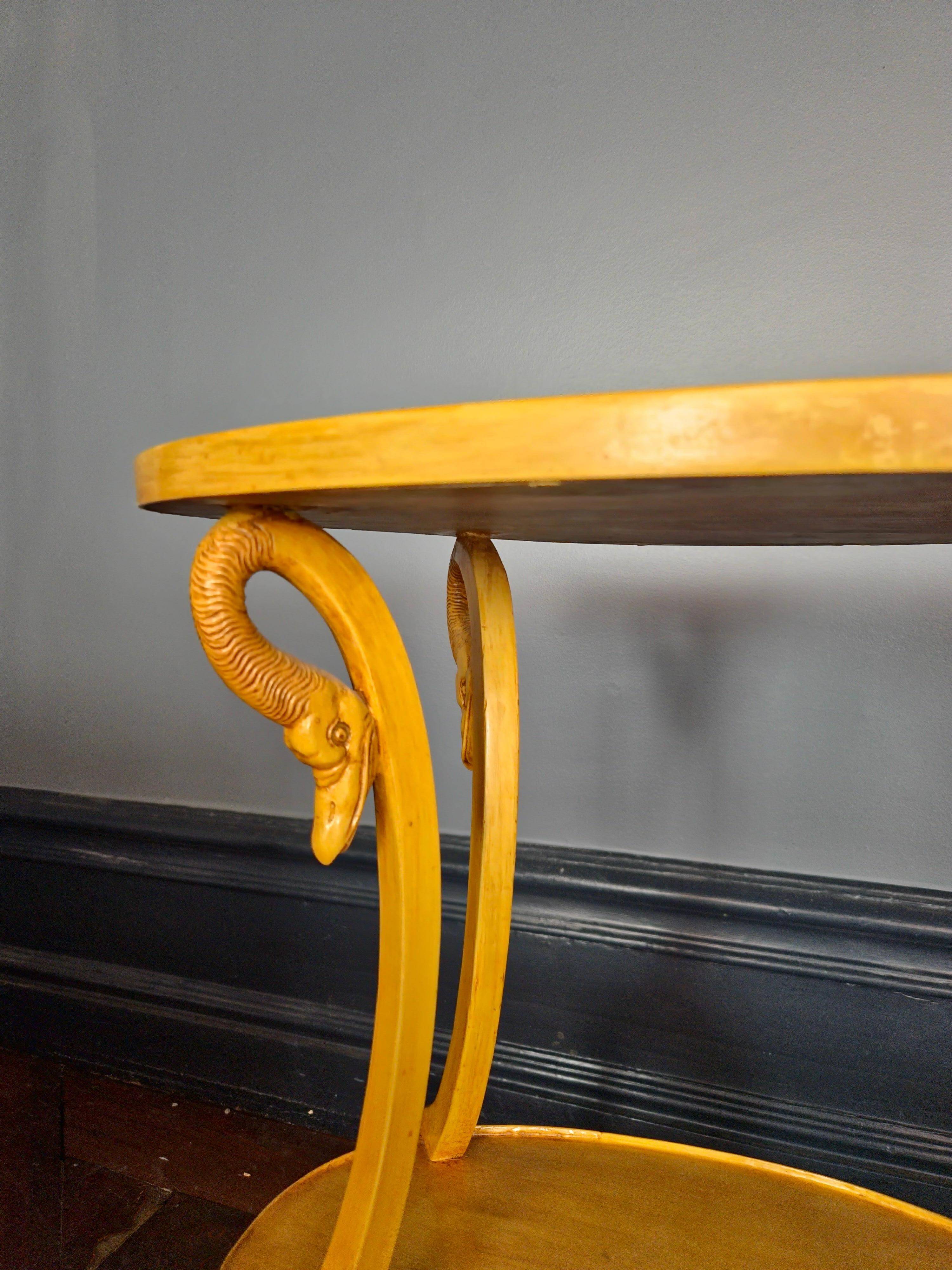Pair of side tables decorated with swans. Empire style, Italy mid-1900s.