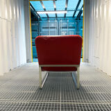 B&B Italia red leather lounge chair by Jeffrey Bernett