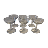 Six old blown glass champagne cups