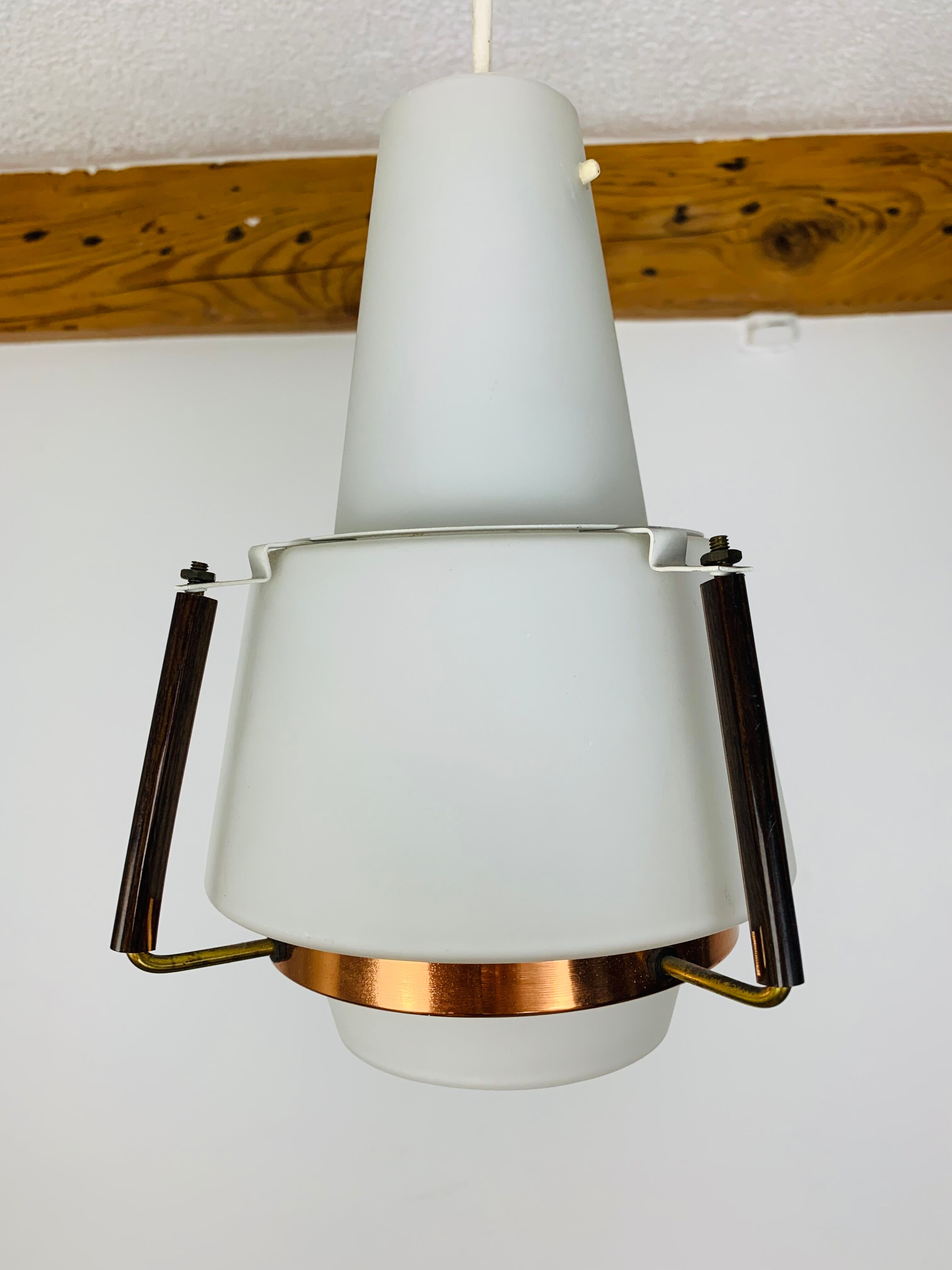 Opaline and brass suspension Scandinavian style 60s