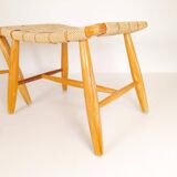 Pair of Swedish stools from the 1960s in lacquered birch, mid-century style.