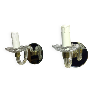 paire d’appliques verre - miroir
