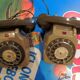 2 old telephone post communicating vintage year 1970 toy