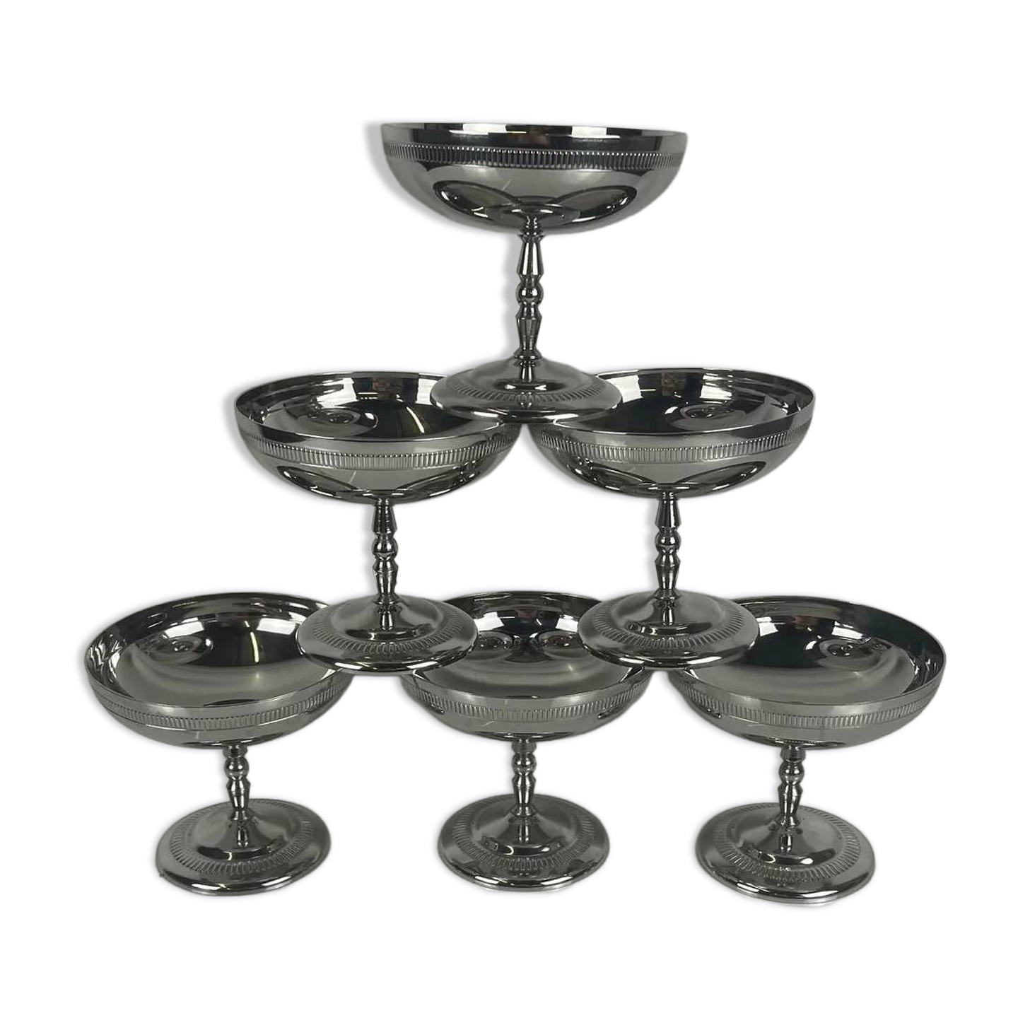 Set of 6 metal ice cream bowls, 1970 - Model A