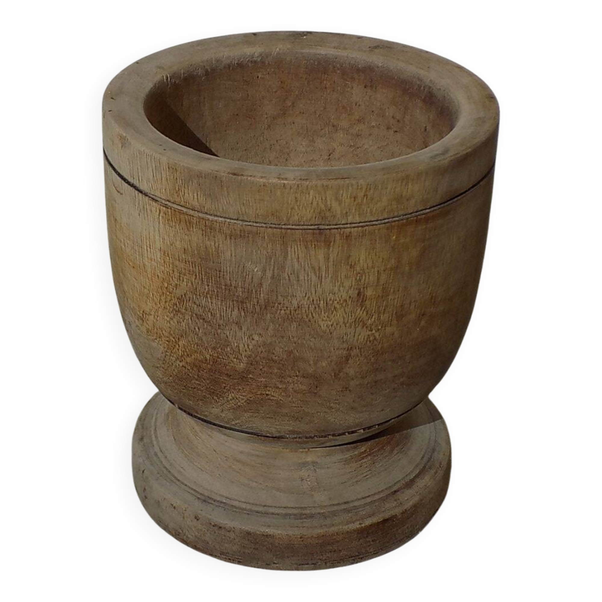 Turned solid wood flowerpot