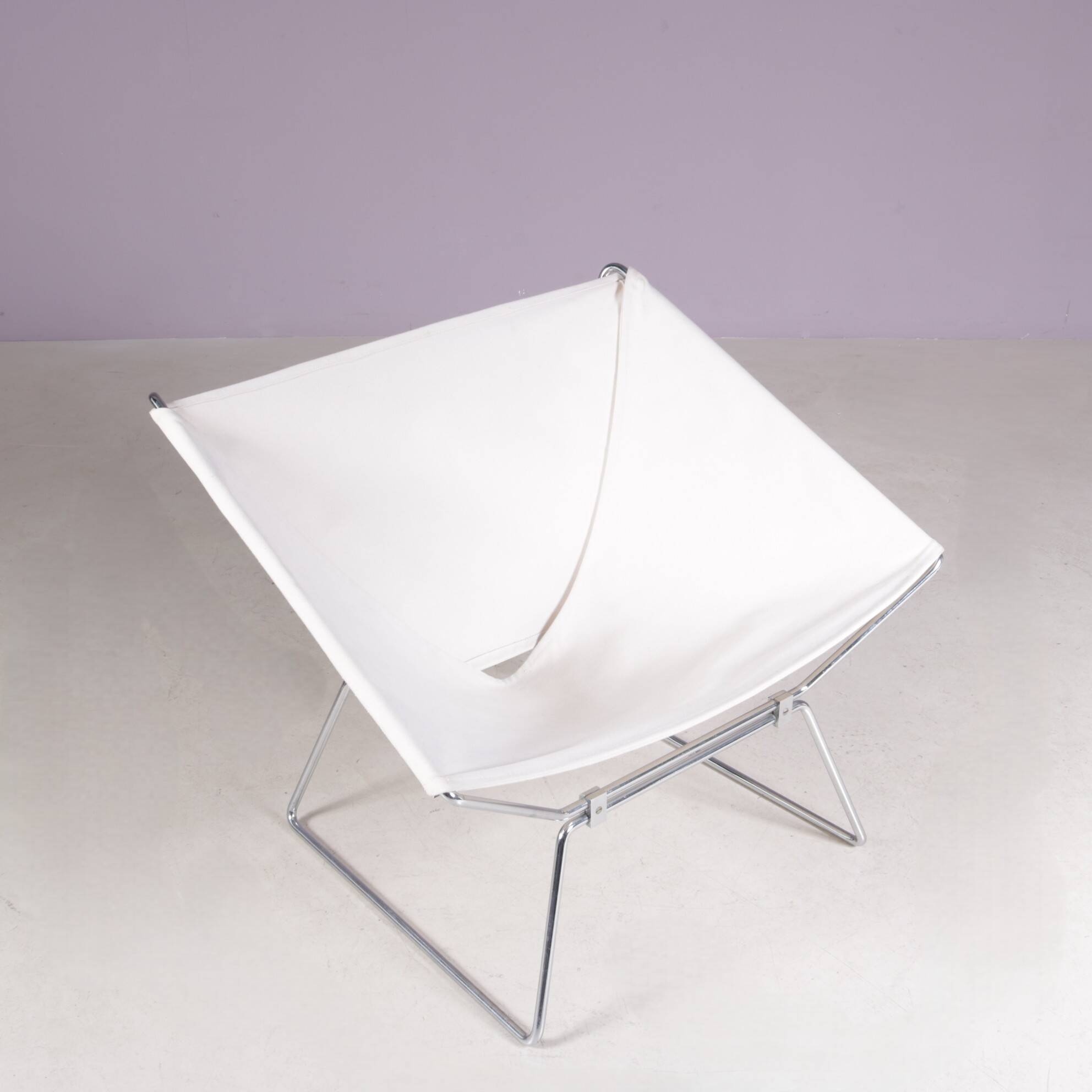 1950s easy chair AP 14 white canvas Pierre Paulin for A. Polak Netherlands