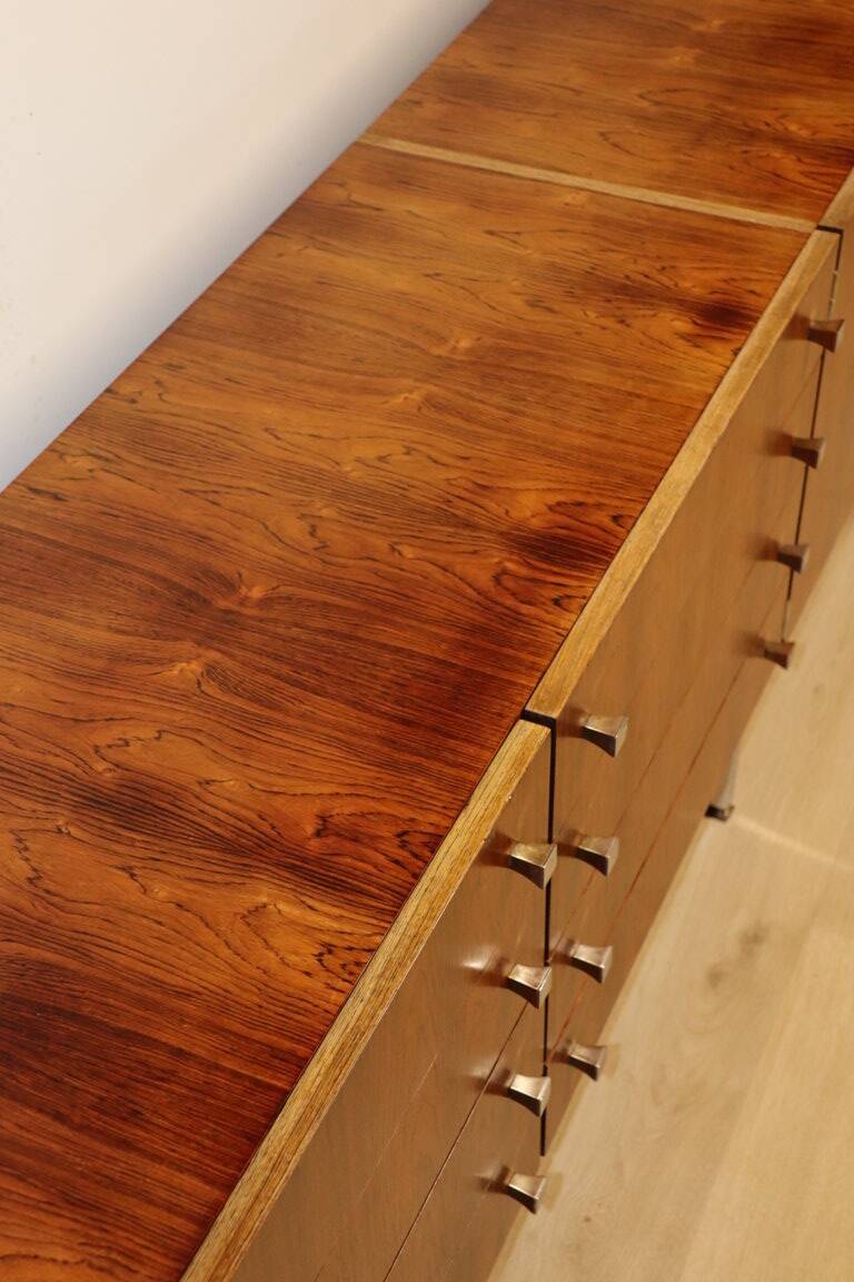 Vintage sideboard by Luigi Bartolini in rosewood and chrome metal, 1960