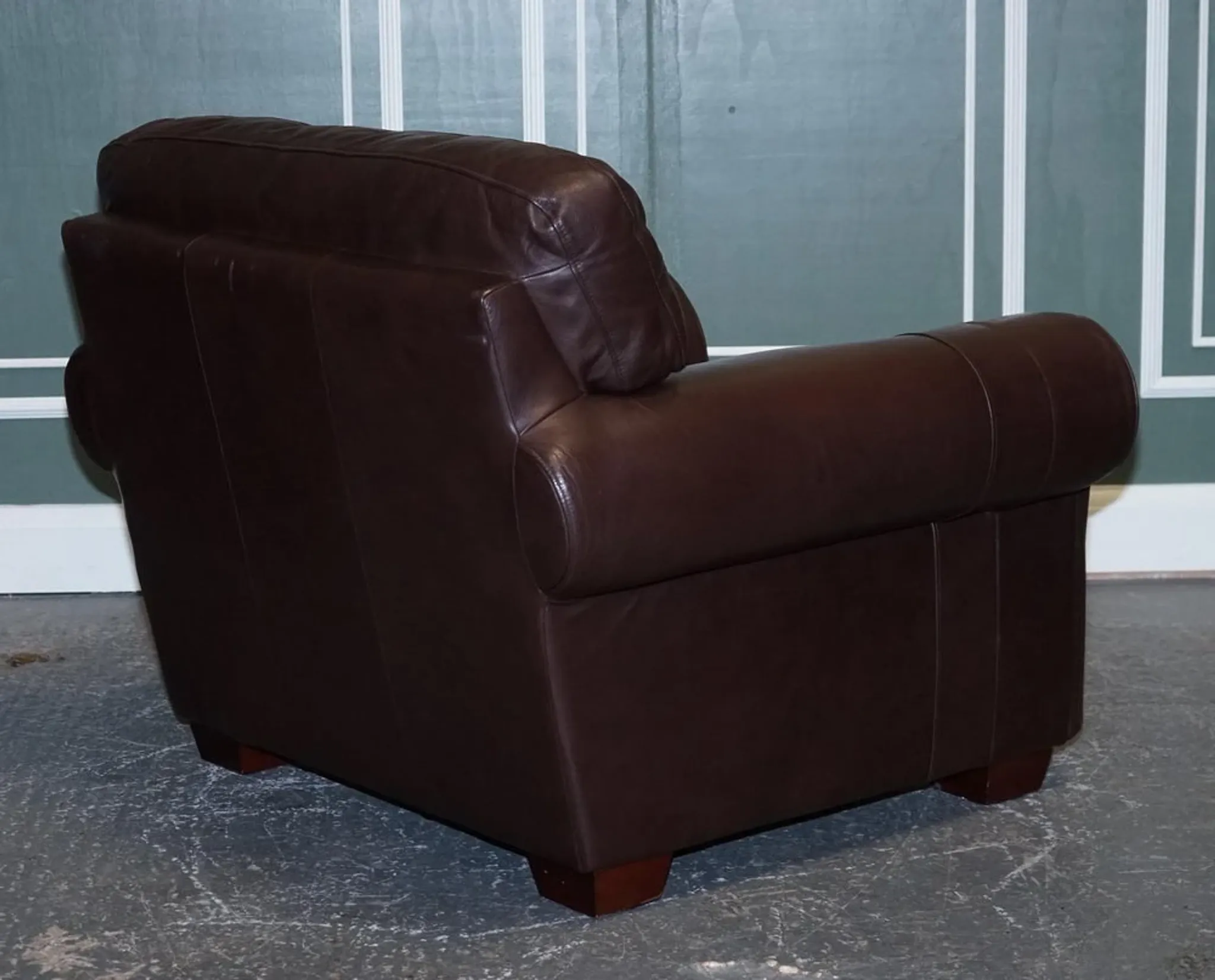 Brown Leather Armchairs, Set of 2