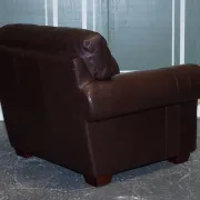Brown Leather Armchairs, Set of 2