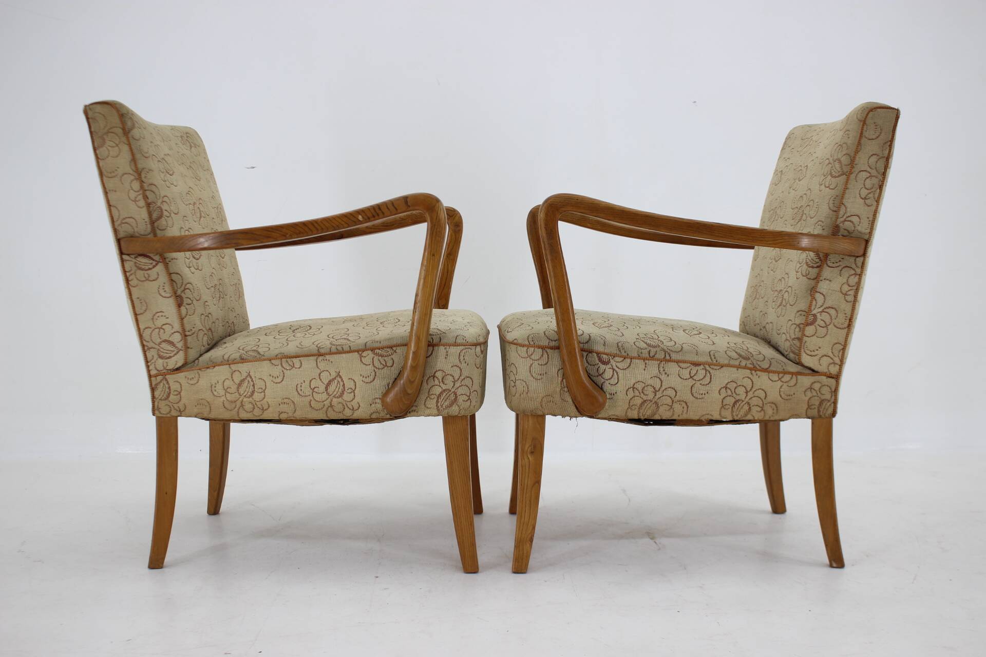 1940s Pair of Oak Armchair , Czechoslovakia