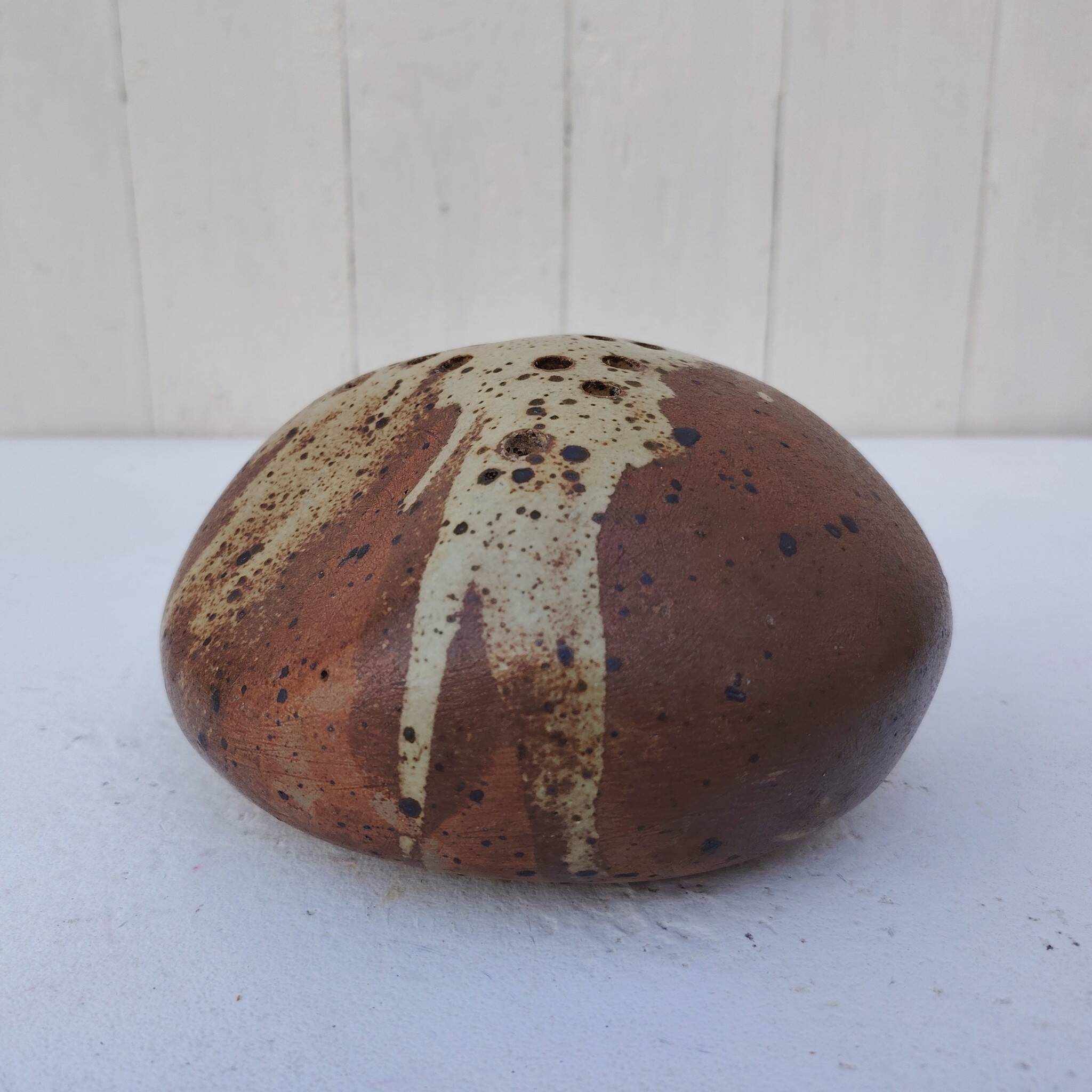 Flower vase, pyrite stoneware, signed, vintage