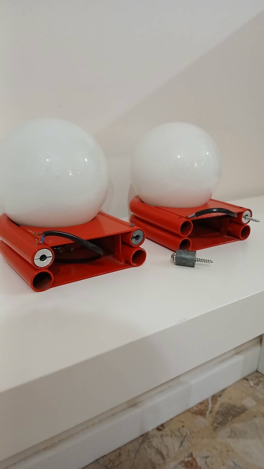 Pair of space age wall lights