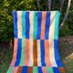 Berber carpet boujad colorful blue majorelle green brown peach