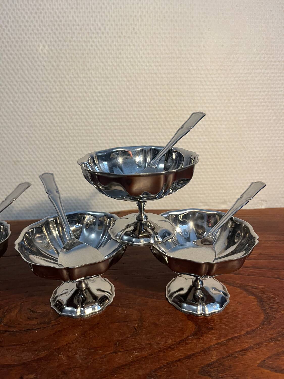 Stainless steel ice cream sorbet cup with spoon