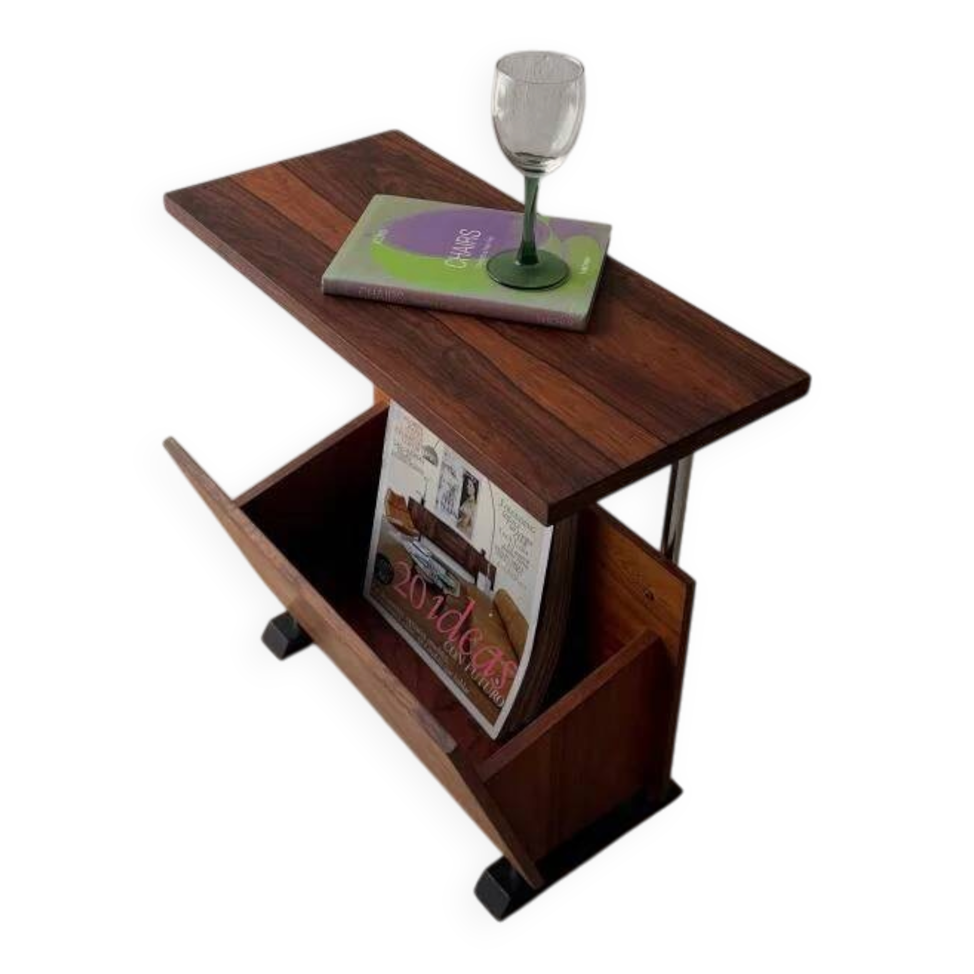 Porte-revue, table d'appoint en palissandre, années 50