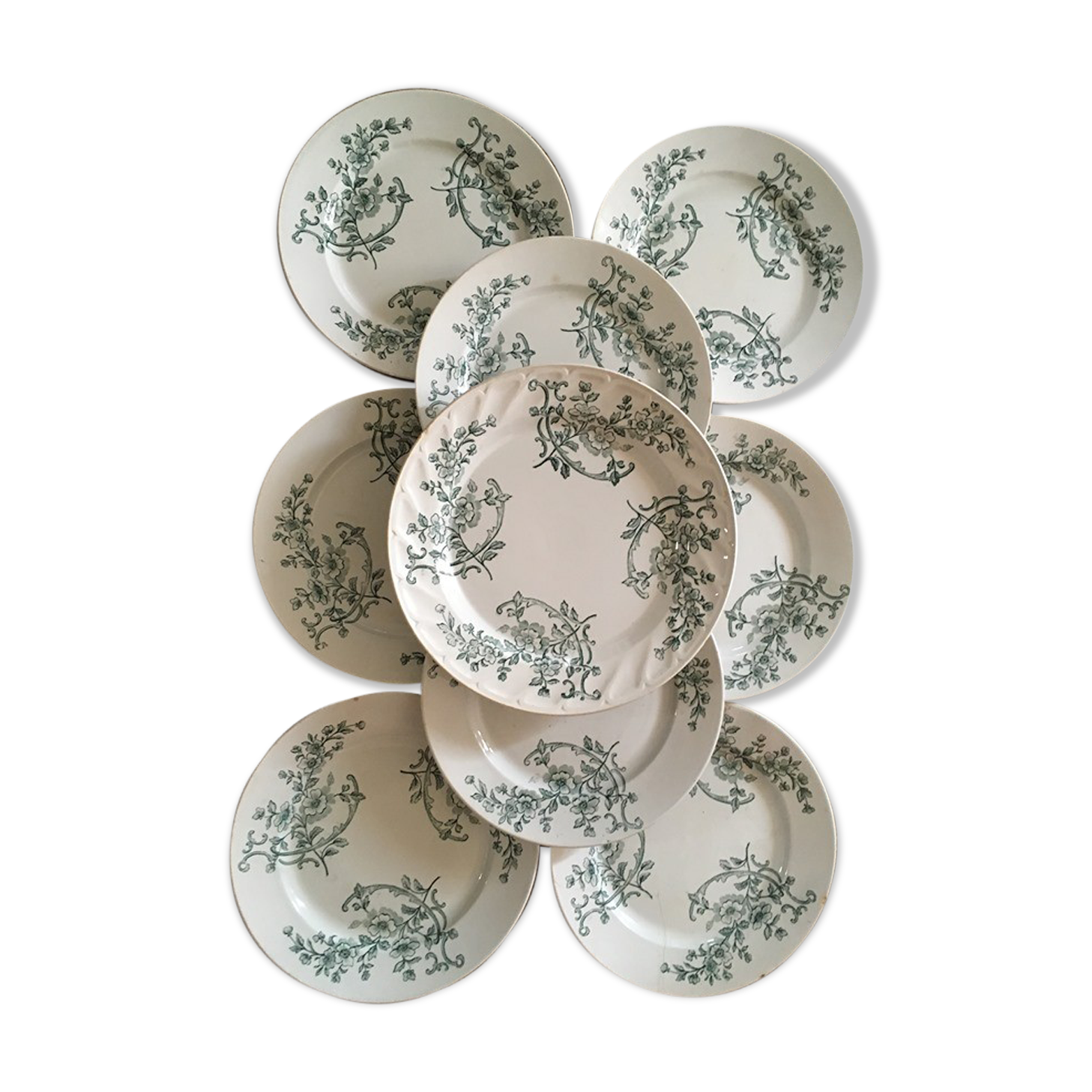 Set 7 flat plates and assorted flat faincerie Fénal Fréres "Capri" pexonne