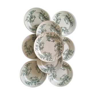 Set 7 flat plates and assorted flat faincerie Fénal Fréres "Capri" pexonne