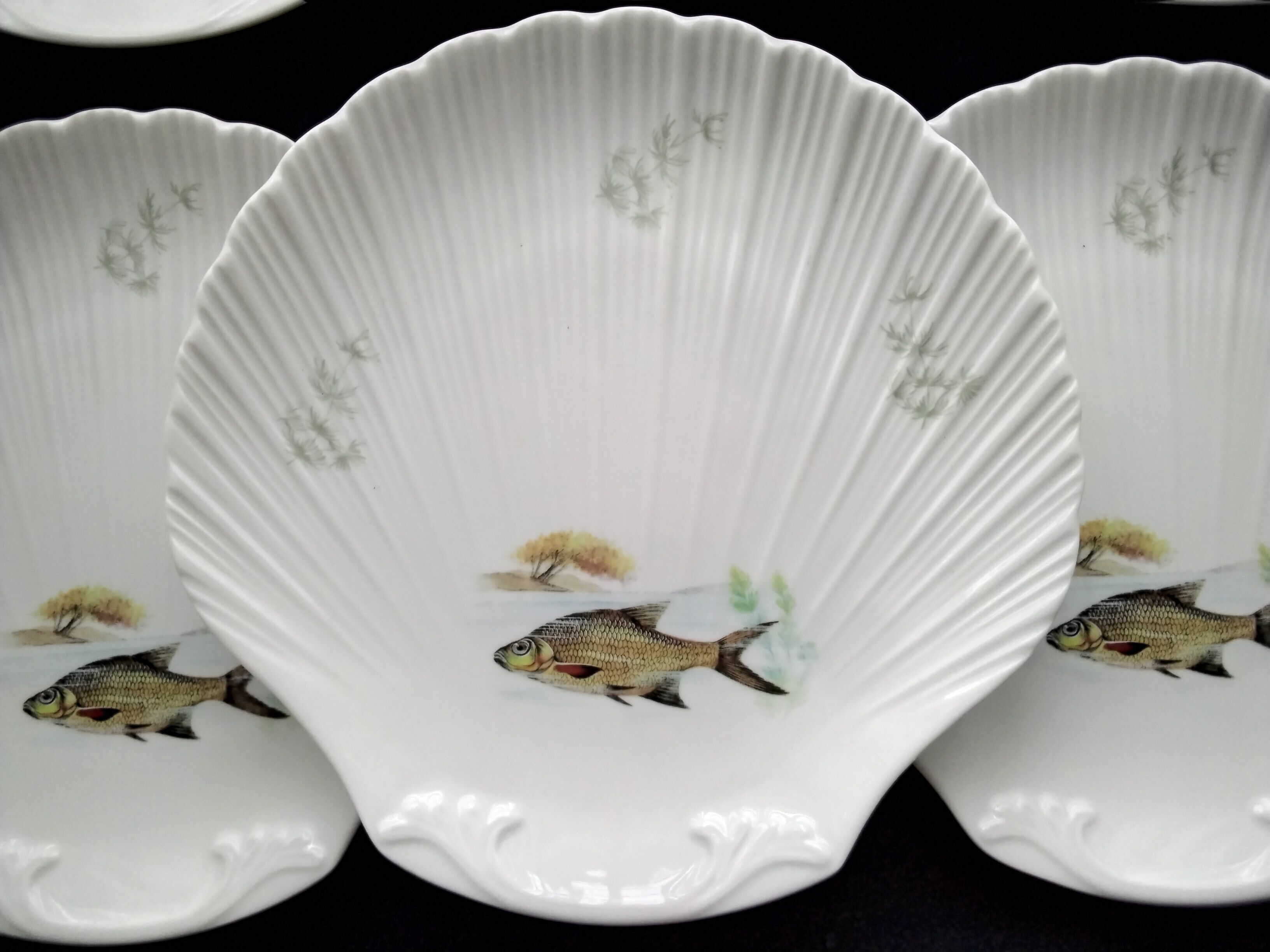 6 Limoges porcelain fish plates