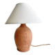 Terracotta lamp, new 2M fabric cable, cotton lampshade