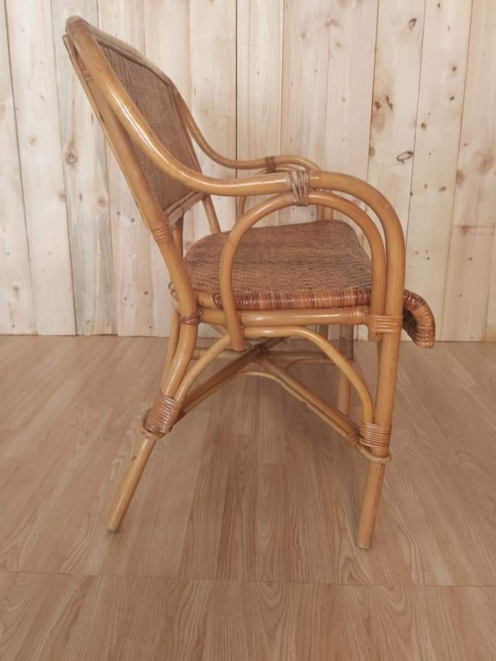 Rattan lounge set and vintage sofa