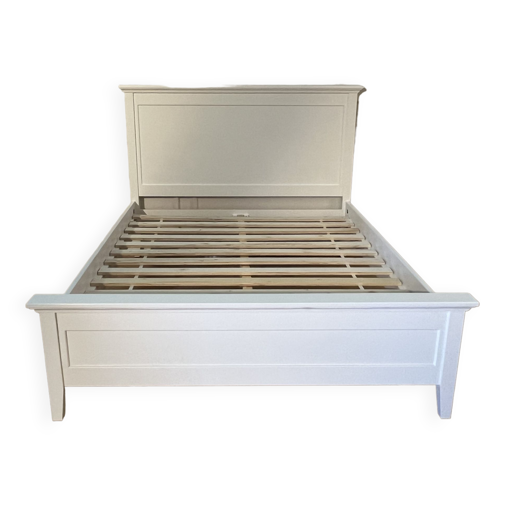 White double bed in contemporary wood, 160x200 cm