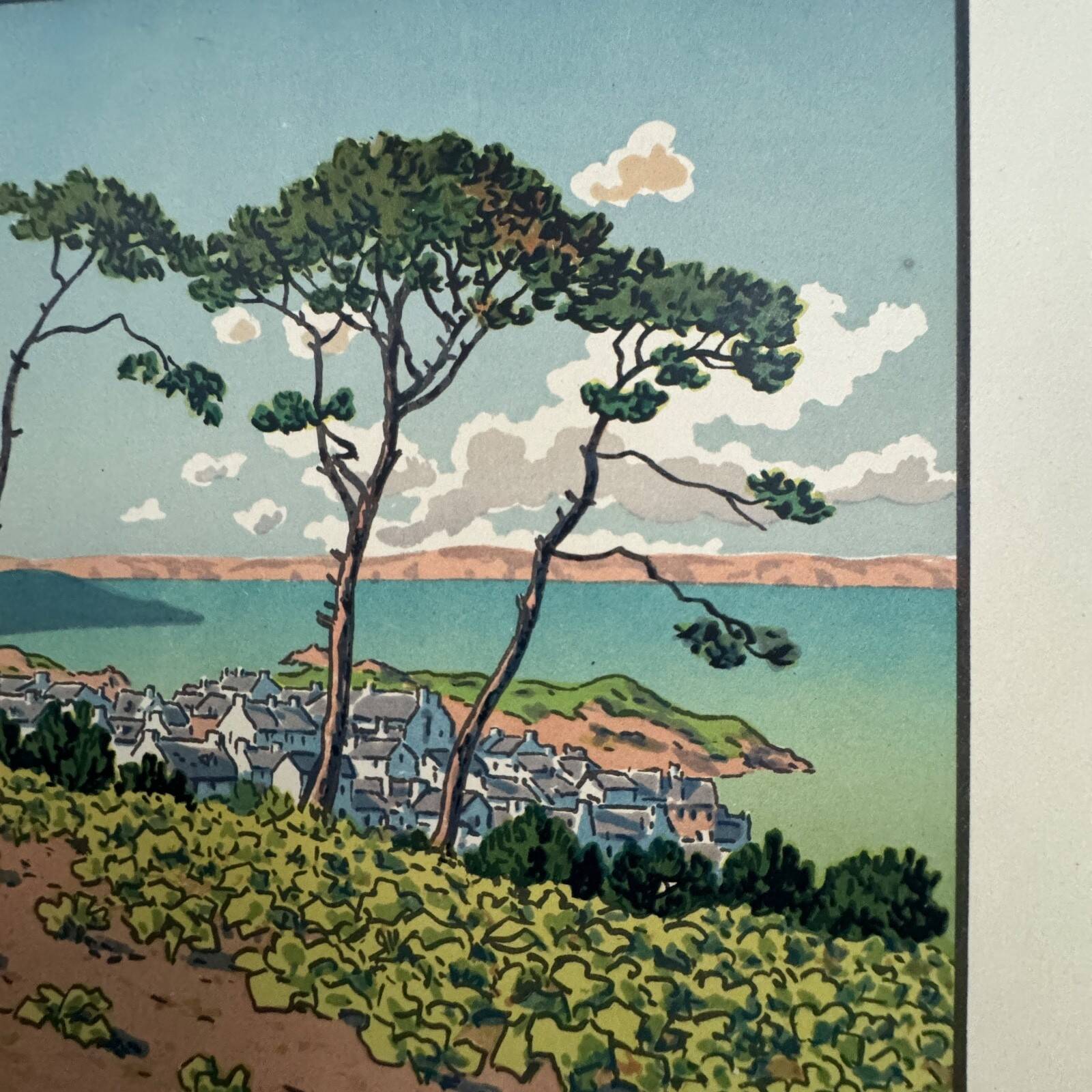 Lithograph by Henri Rivière Douarnenez seen from the Ris