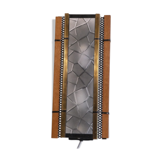 Scandinavian sconce in teak, brass and farted metal