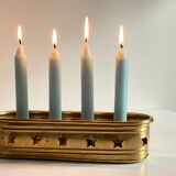 Bougeoir chandelier etoiles vintage laiton