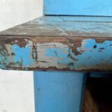 Wooden commercial workshop furniture with 4 drawers and 2 hinged doors - original patina