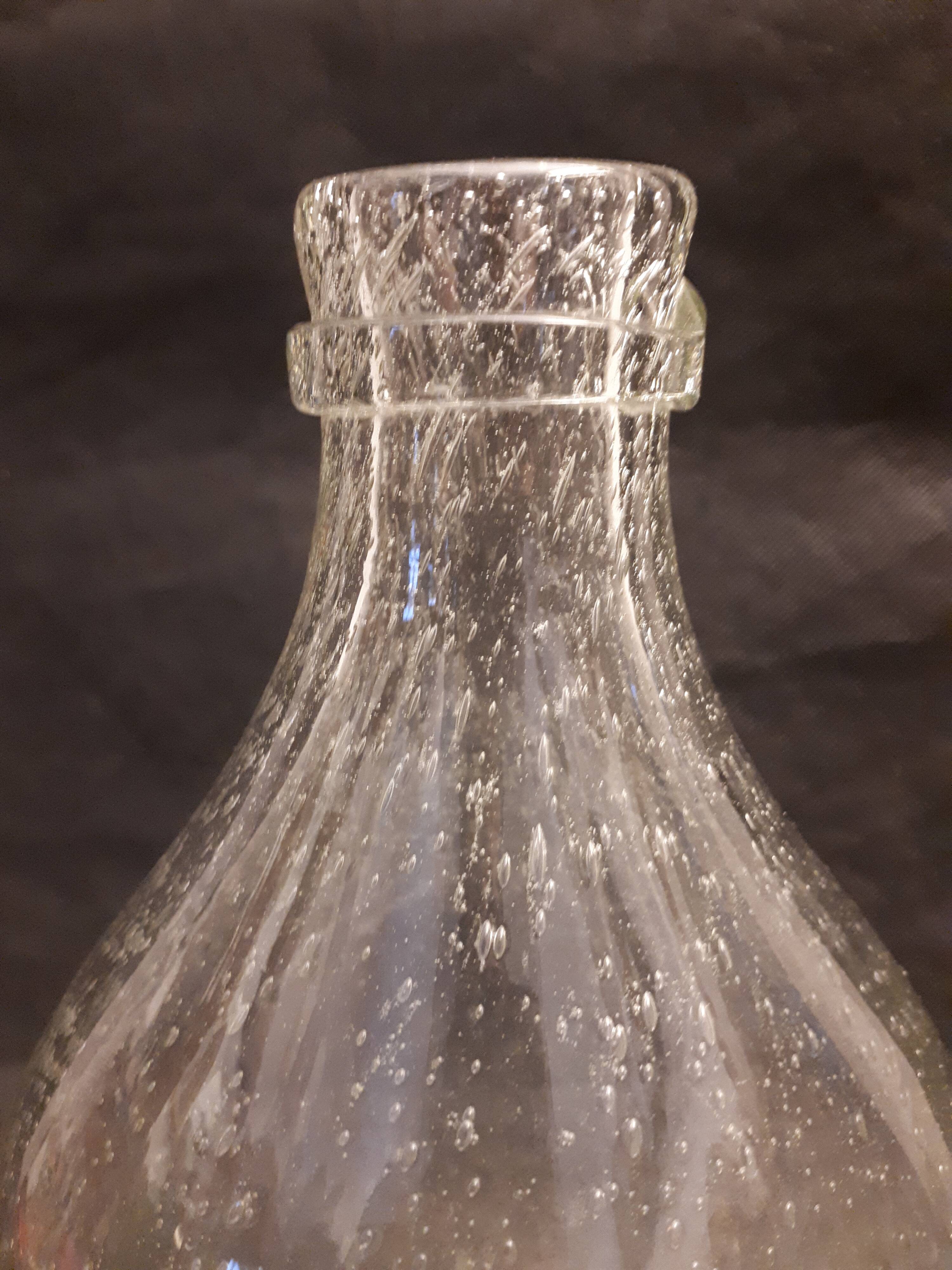 Bottle bubbling glass artisan Biot vintage 1970