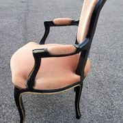 Louis XV style armchair in French pink beige velvet