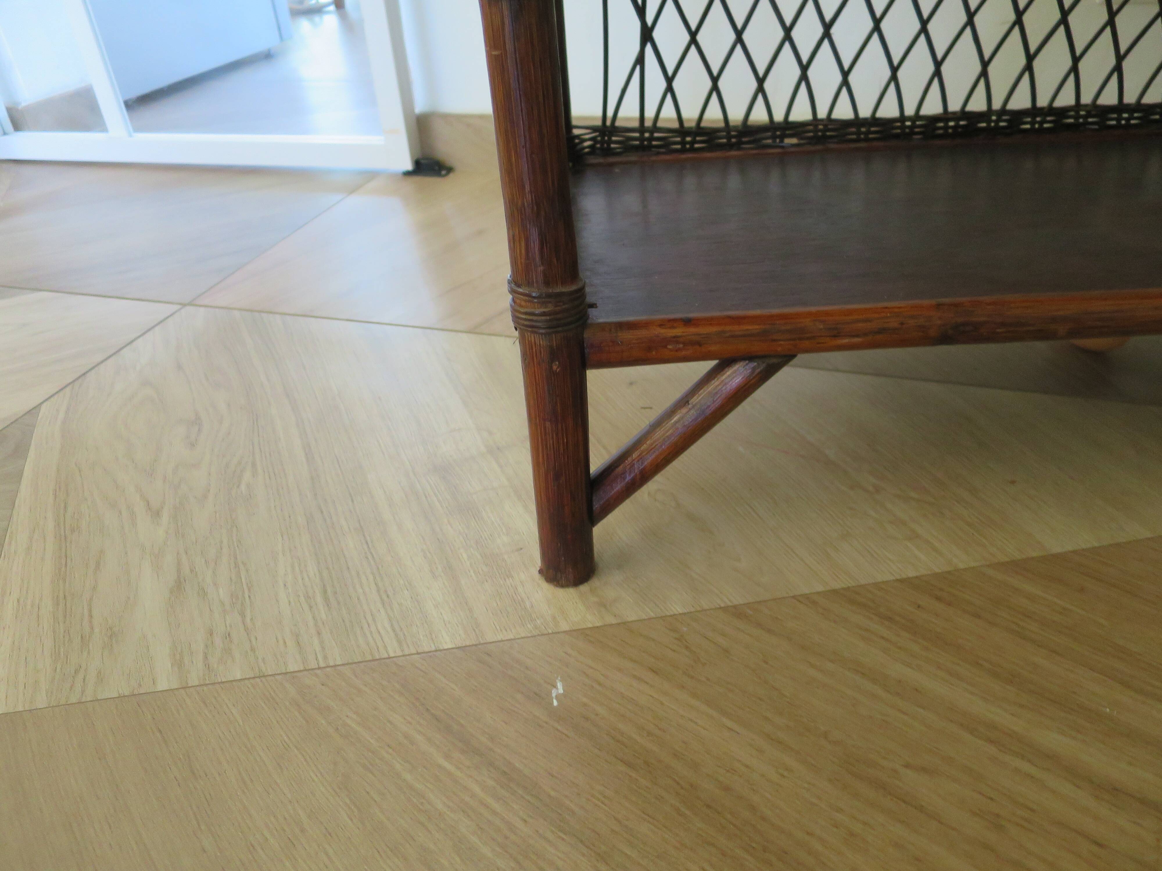 Bookcase - Bibus - 3 levels - woven rattan - bamboo - Vintage - 70s