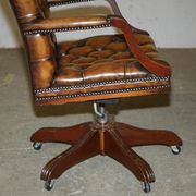 Restored leather captain's Chesterfield chair