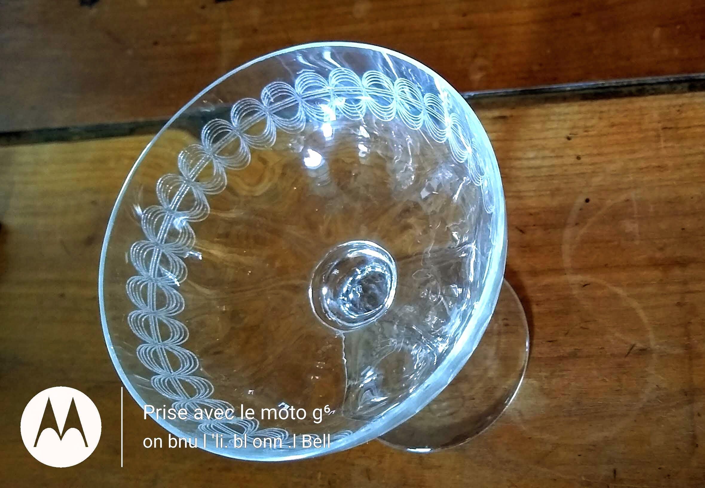 3 champagne glasses in cut glass