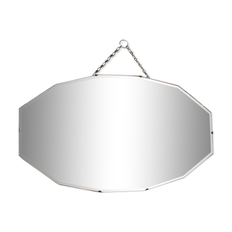 Bevelled mirror with its chain - 61 x 35 cm