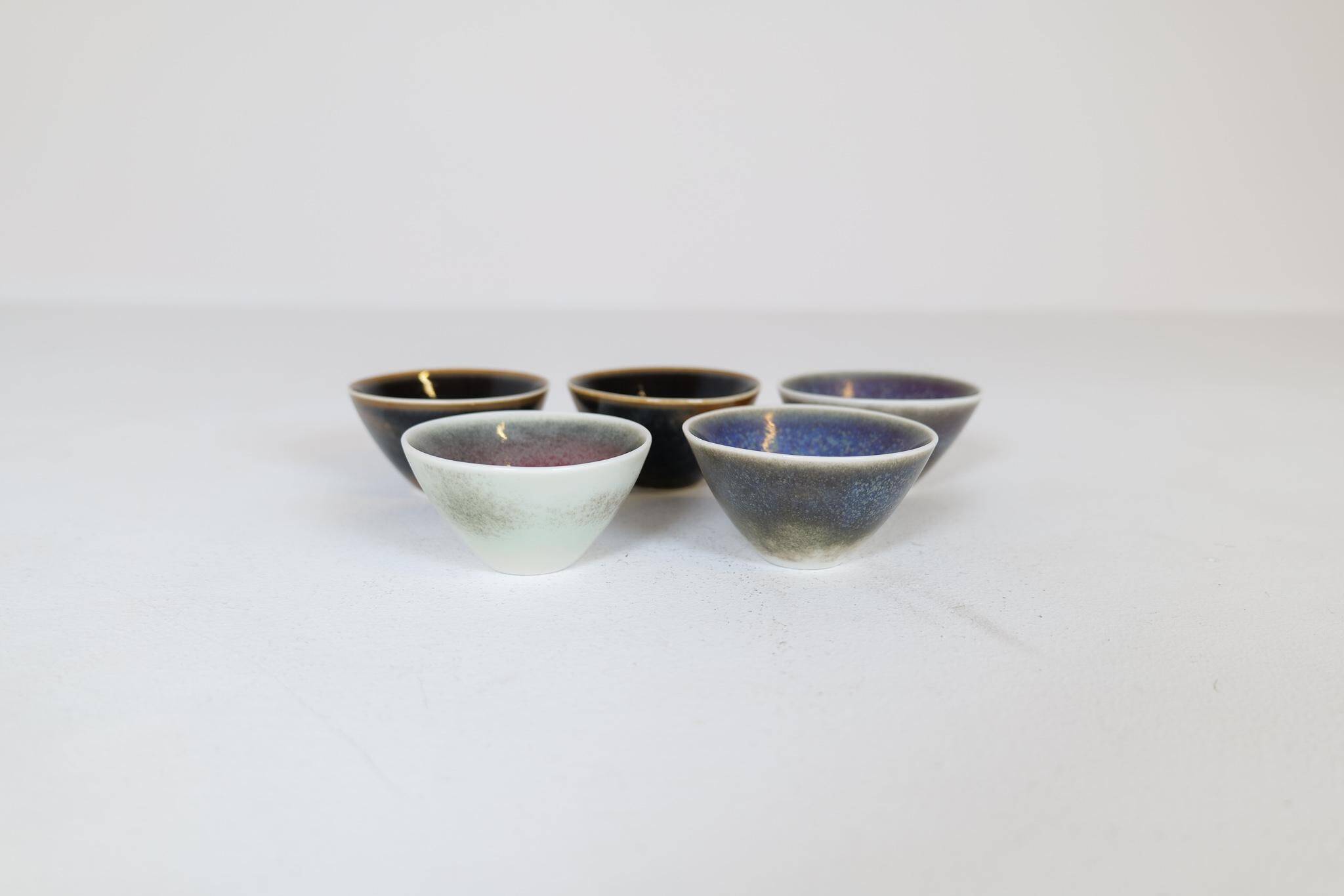 Mid-century modern set of 5 small bowls Rörstrand Carl Harry Stålhane, Sweden
