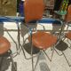 Set of 4 armchairs in chromed metal and brown imitation leather, circa 1960