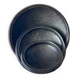 Set of "Kânâh" smoked terracotta dishes with ribbed interior | Ø 17-25-32-40 cm