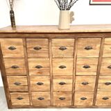 Vintage workshop furniture with 24 drawers in solid pine – 1950s