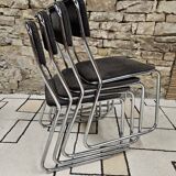 Lot de quatre chaises traîneaux   1970 vintage