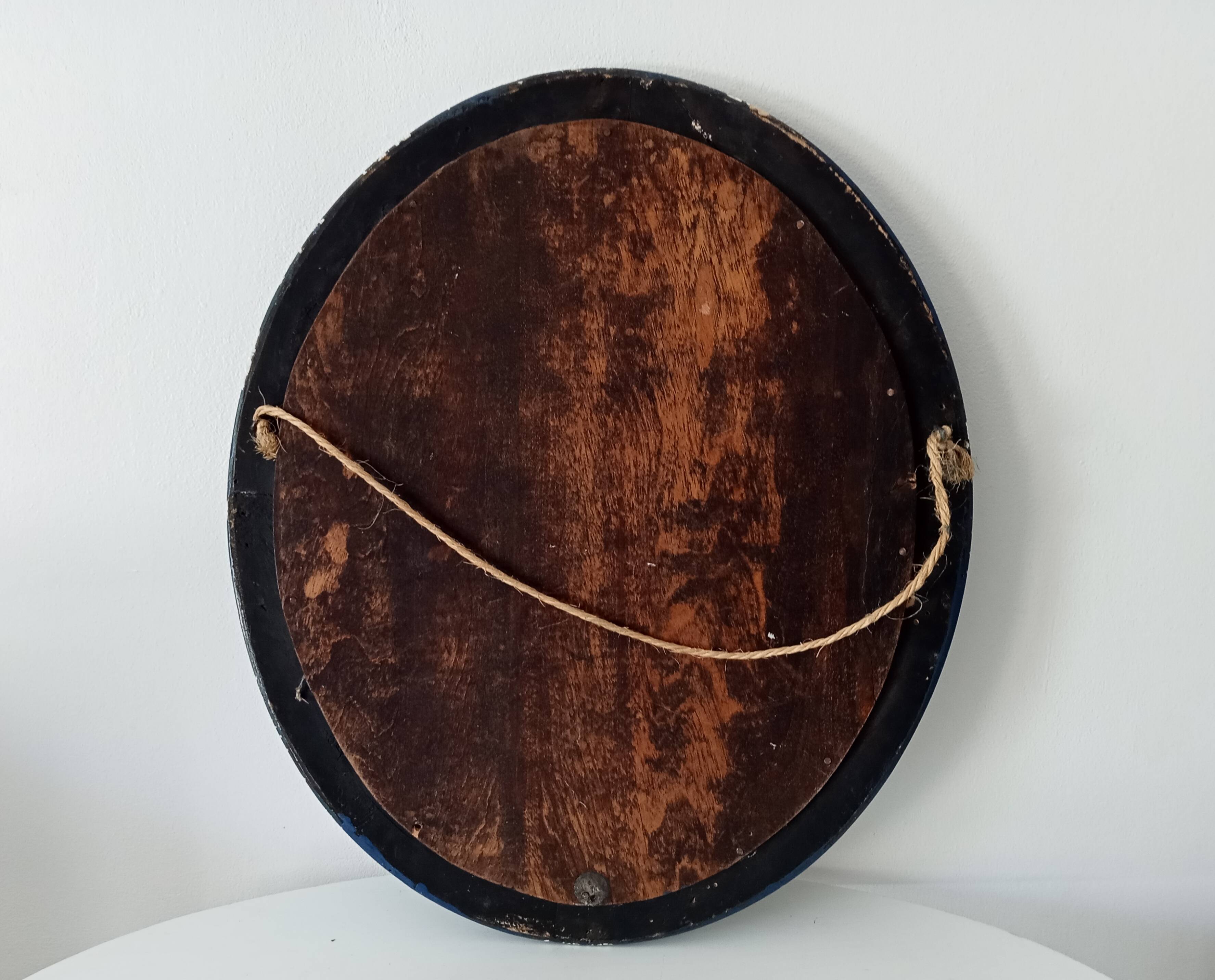 Antique oval mirror in wood and stucco, early 20th century, 51*43 cm